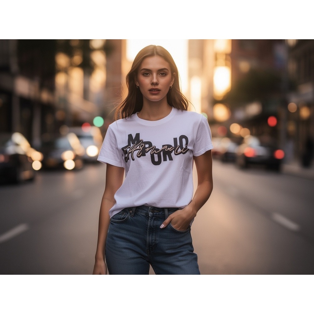 Emporio Armani White Graphic Logo T Shirt Women's Size 48 casual street wear